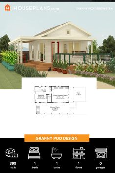 the granny pod house plan is shown in an image with text above it and below it