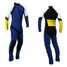 two different types of blue and yellow diving suits