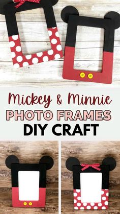 mickey and minnie photo frames are made out of cardboard