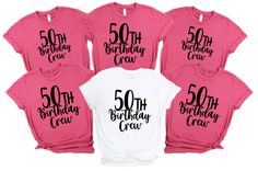 six birthday shirts with the number 50 on them