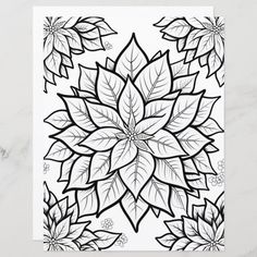 a black and white drawing of leaves