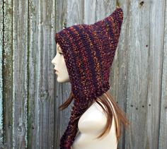 Witch Hat Womens Hats Pixie Hat Harvest Witch Hat - Chunky Knit Hat Womens Hat Winter Hats Fall Fashion Fall Accessories - Pixie Harvest Harvest Witch, Fall Fashion Accessories, Womens Hats, Chunky Knit Hat, Pixie Hat, Handmade Knitwear, Womens Hat, Elf Hat, Knitted Hood