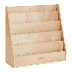 a wooden rack with six compartments for storing items