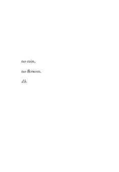 there is no rain, no flowers at all on this white background with the words above it