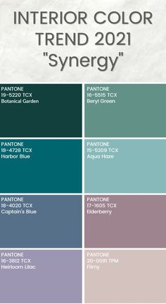 the pantone color trend for 2012 is shown in shades of blue, green and purple