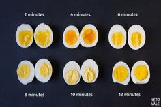 an image of hard boiled eggs with different types of yolks and other ingredients