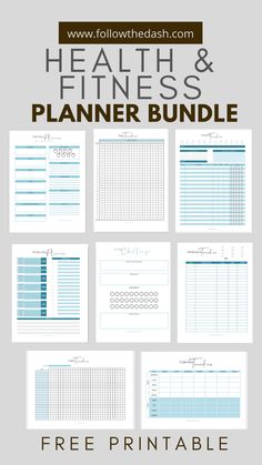 the health and fitness planner bundle with free printables is shown in this image