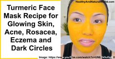 This Turmeric face mask will rejuvenate your skin and will help you to achieve glowing skin and get rid of Rosacea, Acne, Eczema and Dark Circles. This mask will strip away dead skin cells and clean off gunk and dirt, leaving the skin soft and smooth. It will also save you hundreds of dollars on cosmetic purchases. Diy Turmeric Face Mask, Turmeric Mask, Turmeric Face, Turmeric Face Mask