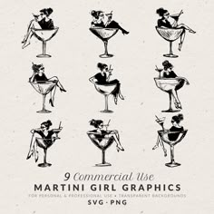 the martini girl graphics are available for use in any type of graphic design or web site