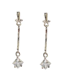 Silver Crystal Cubic Zirconia Dangle Square Earrings Square Earrings, Silver Crystal, Cubic Zirconia, Square, Crystals, Silver