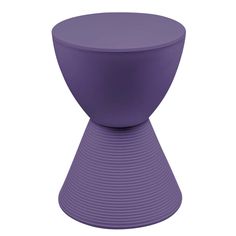 a purple stool sitting on top of a white floor