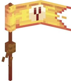 a pixelated image of a yellow umbrella with an evil face on it's side