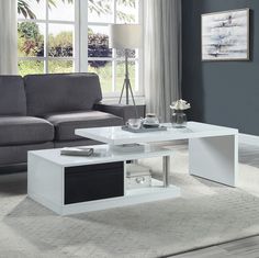 a living room scene with focus on the coffee table