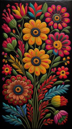 a painting with flowers painted on it