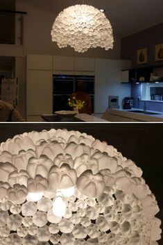 two pictures of the same light fixture in different rooms, one is white and the other is black