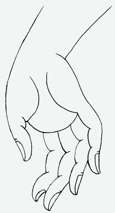 a drawing of a hand holding something in it's claws