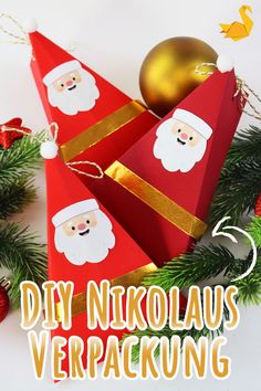 Nikolaus-Verpackung selber basteln Christmas Inspo, Box Template, Christmas Crafts Diy, Diy Christmas Gifts, Gift Packaging, Stocking Stuffers, Christmas Stockings, Make It Simple, Advent