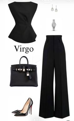 Ceo Wardrobe Women, Lawyer Woman Outfit, Formal Black Outfits For Women, Black Dress Office Outfit, Wealthy Outfits, Classy Business Outfits For Women, Black Pants Outfit Dressy, Virgo Fashion, Virgo Outfits