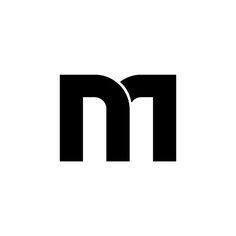 the letter m is made up of two black letters, one in the middle and one in