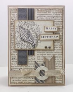 a birthday card with an image of a leaf and ribbon on the front, which reads happy birthday