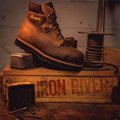 Thorogood Men's Iron River Series 6" Safety Toe Waterproof Work Boot -Brown- 804-4144 On Sale Now! This Item Ships FREE! Iron River Series 6” Crazyhorse safety toe work boots take you from the job site to grabbing a cold one with friends after the workday is done, and anywhere in between. Crafted from rugged materials with a high-traction EVA rubber outsole and waterproof full-grain leather, these boots are tough enough to tackle the day shift with a look you can wear out for the night shift. Th Mens Nice Work Boots, Hard Working Man, Safety Boots, Night Shift, Brown Boots, Work Boots, Full Grain Leather, Boots Men, New Product