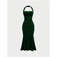 This Bodycon Masterpiece Features A Sultry Halter Neckline And Ruched Detailing That Sculpts Your Figure. The Backless Design And Mermaid Hem Add A Touch Of Allure, While The High-Stretch Velvet Fabric Ensures A Comfortable, Slim Fit. Perfect For Making A Statement At Any Event, This Long, Sleeveless Dress Promises An Unforgettable Look. Long Sleeveless Dress, Backless Design, Dresses Backless, Stretch Velvet, Mermaid Dress, Halter Neckline, Velvet Fabric, Halter Neck, Sleeveless Dress