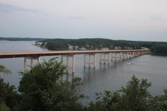 a long bridge over a large body of water