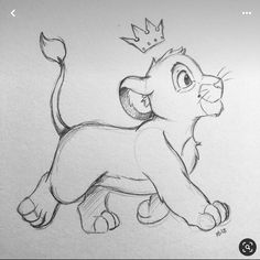 a drawing of a lion with a crown on its head