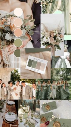 the wedding color scheme is green and white