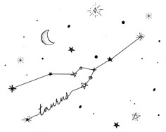 a drawing of the stars and moon in the sky