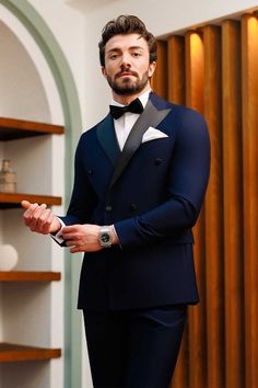 Black Double Breasted Suit, Navy Tuxedos, Groom Dress Men, Double Breasted Tuxedo, Black And White Tuxedo, Slim Fit Suit Men, Slim Blazer, Wedding Outfit Men, Slim Fit Tuxedo