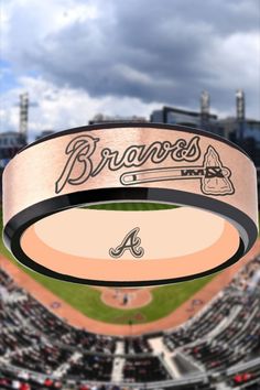 an aerial view of a baseball field with the word braves on it