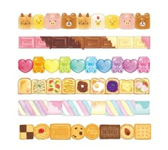 an assortment of cookies and candies arranged in the shape of bears