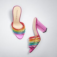 Slippers Heels, Rainbow Heels, Rainbow Shoes, Tamara Mellon, Heels Sneakers, Funky Shoes, Red Lehenga, Popsugar Fashion