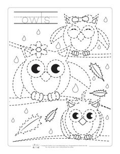 an owl pattern is shown with the words owls in it's center and two smaller owls