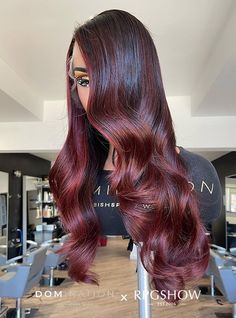 Long Side Part Wavy Dark Roots with Burgundy Ombre Lace Front Wigs - Dominic024 Red Era, Ombre Lace Front, Ombre Lace, Mannequin Head, Auburn Hair, Dark Roots, Hair Density, Side Part, Hair Color Dark