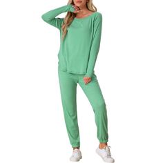 2-piece tracksuit set including a long-sleeve sweatshirt and jogger pants with pockets. The soft knit fabric offers comfort and luxury wear, making it perfect for both casual and loungewear outfits. This tracksuit set for women is fashionable, soft, stretchy, lightweight, breathable, and comfortable to wear at home. It also creates a casual look for outings such as shopping or going to a coffee shop. Additionally, it can be a perfect gift for your mom, wife, daughter, or girlfriend, serving as l Cotton Long Sleeve Sleepwear For Leisure, Cotton Long Sleeve Leisure Sleepwear, Comfortable Long Sleeve Casual Sleepwear, Casual Long Sleeve Comfortable Sleepwear, Casual Long Sleeve Sleepwear For Fall, Casual Winter Sleepwear, Casual Sleepwear With Soft Texture And Cozy Fit, Casual Cozy Fit Sleepwear With Soft Texture, Casual Cozy Sleepwear With Soft Texture