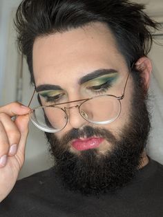 Did a sultry green look on my boyfriend today! #makeup #beauty My Boyfriend, Look On, Character Inspiration, Round Glass, That Look, Glass, Green