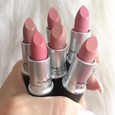 Please Me | Angel | Blankety | Pretty Natural | Snob | Crème Cup • #lipstick #mac Make Up Diy, Lipstick Shades, Makeup Brands, Lipstick Colors