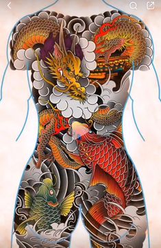 Irezumi Back Tattoo, Tiger Dragon, Japan Tattoo Design, Full Back Tattoos, Japanese Tattoos, Japan Tattoo, Japanese Tattoo Designs, Arm Sleeve Tattoos, Eastern Art