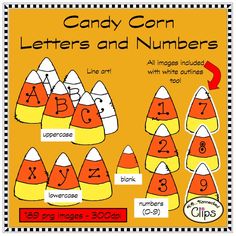 candy corn letters and numbers poster