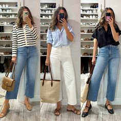 Summer to Fall outfits roundup - Lilly Style Modest Pants Outfits, Wide Leg Cropped Pants Outfit, Cropped Wide Leg Pants Outfit, Transition To Fall Outfits, Summer To Fall Outfits, Summer To Fall Transition Outfits, Cropped Pants Outfit, Modest Pants, Realistic Fashion