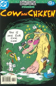 comic book cover for cow and chicken