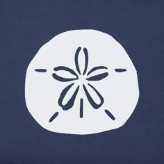 a white sand dollar symbol on a blue background