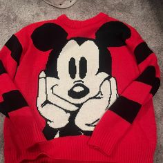 Knitted Jacket Super Cute Fluffy Disney Sweater, Mickey Mouse Hoodie For Winter, Playful Mickey Mouse Winter Top, Winter Mickey Mouse Hooded Top, Micky Mouse Sweater, Disney Sweaters, Sweaters Crewneck, Knit Jacket, Colorful Sweaters