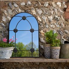 If your room is with small space or without window, this window accent wall mirror is a good choice. Not only can the wall mirror service as a vanity or washroom mirror, it can also properly refract light and creates a brighter room. With the Look of a Window, you’ll love how much light and beauty it pulls into your home. The metal border gives the appearance of a real window, for a brighter, livelier space. Winston Porter Size: 36" H x 24" W x 0.6" D | Winston Porter Olcay Outdoor Metal Arch Wa Window Accent Wall, Washroom Mirror, Arch Wall Mirror, Accent Wall Mirror, Arch Wall, Metal Arch, Bright Rooms, Accent Mirrors, 6 D