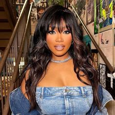 32 Brown Hair Balayage Ideas to Show Your Stylist ASAP Keke Palmer Makeup, Brown Hair Balayage Ideas, Hair Balayage Ideas, Rich Brown Hair, Fashion Mini Dress, Balayage Ideas, Strapless Denim Dress, Blonde Streaks, Caramel Blonde