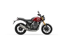 a red and black motorcycle on a white background