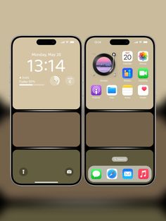 two iphones side by side with different icons on them