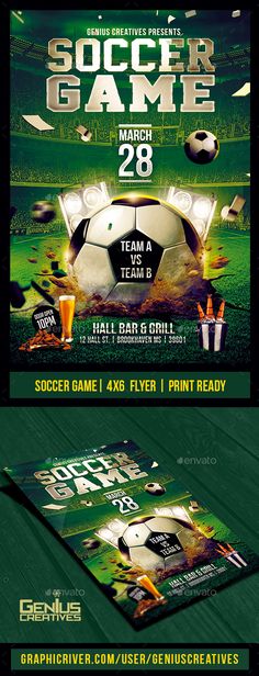 soccer game flyer template - clubs and events flyers